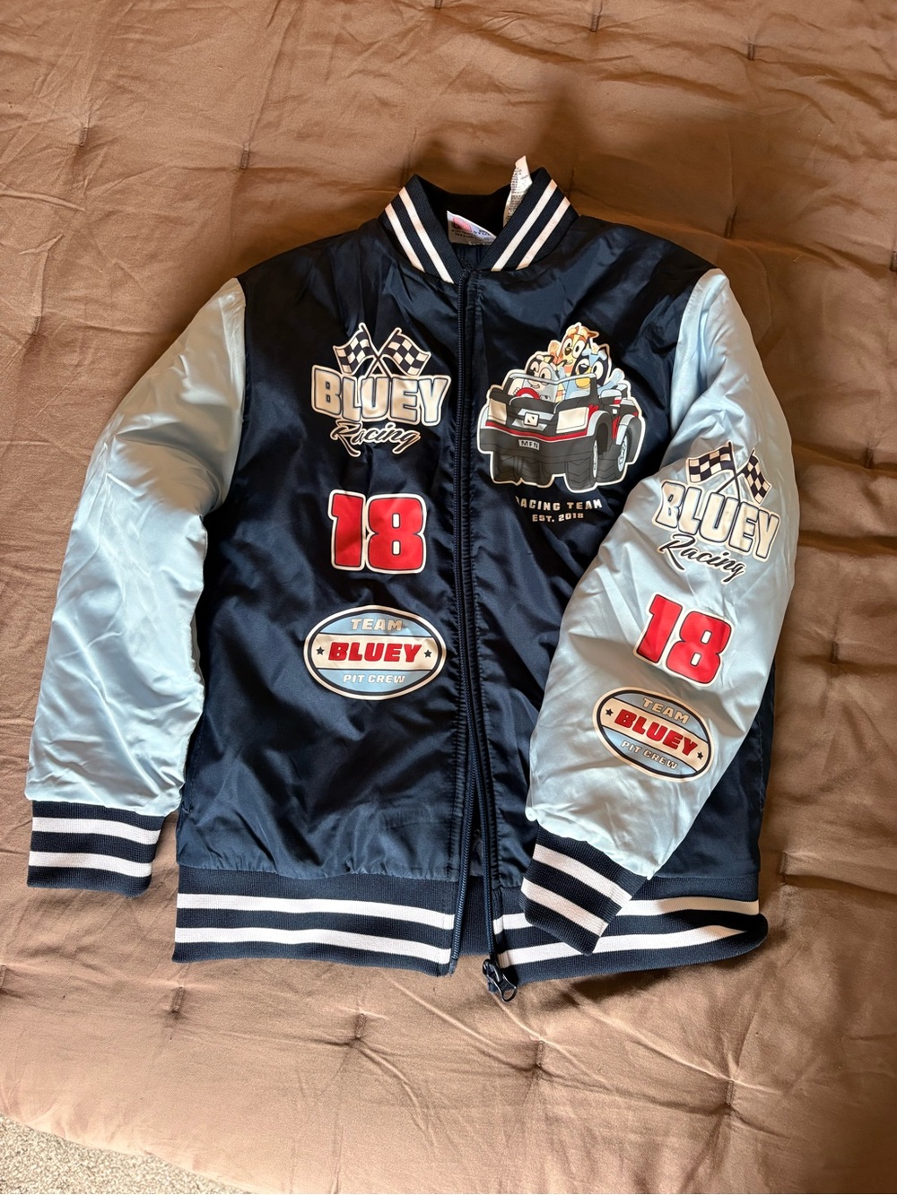 Bluey Racing Kids Jacket - Navy & Light Blue